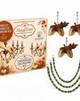FALL CHANDELIER MAKEOVER KIT - GLITTER ACORN + 12" GREEN/GOLD CRYSTAL BEAD GARLAND