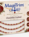 12" RED/GOLD CRYSTAL BEAD MAGNETIC CHANDELIER GARLAND (Set/3)
