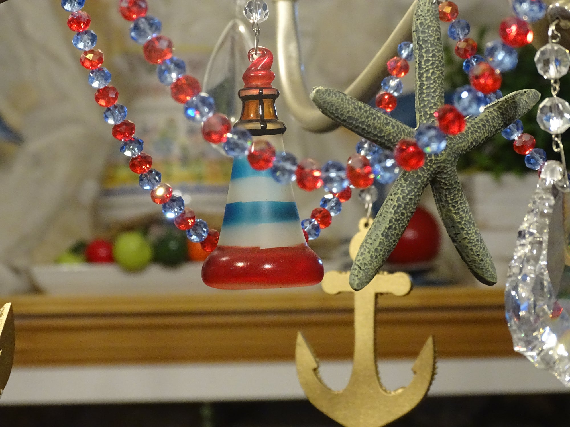 12" Crystal Garland - Blue/Red (Set of 3) Magnetic Chandelier Crystal TrimKit®