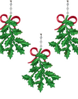 GLITTER RED/GREEN HOLLY (Set/3) MAGNETIC CHANDELIER ORNAMENT