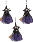 BLACK + PURPLE WITCH (Set/1) OR (Set/3) MAGNETIC HALLOWEEN CHANDELIER ORNAMENT
