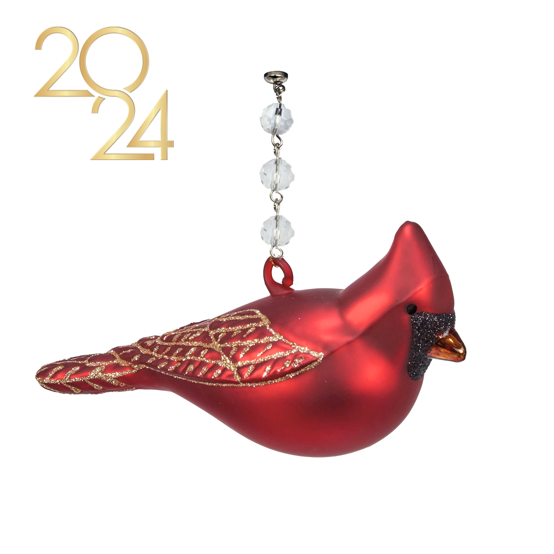 GLASS CARDINAL (Set/1) OR (SET/3) MAGNETIC CHANDELIER ORNAMENT