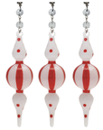 HOLIDAY CHANDELIER MAKEOVER KIT - (3) Peppermint Striped Glass Drop + (3) 12" Red/White Crystal Garland