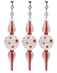 HOLIDAY CHANDELIER MAKEOVER KIT - (3) Peppermint Polka Dot Glass Drop + (3) 12" Red/White Crystal Garland