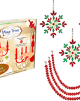 HOLIDAY CHANDELIER MAKEOVER KIT - (3) Red Green Jeweled Metal Snowflake + (3) 12" Light Red Crystal Garland