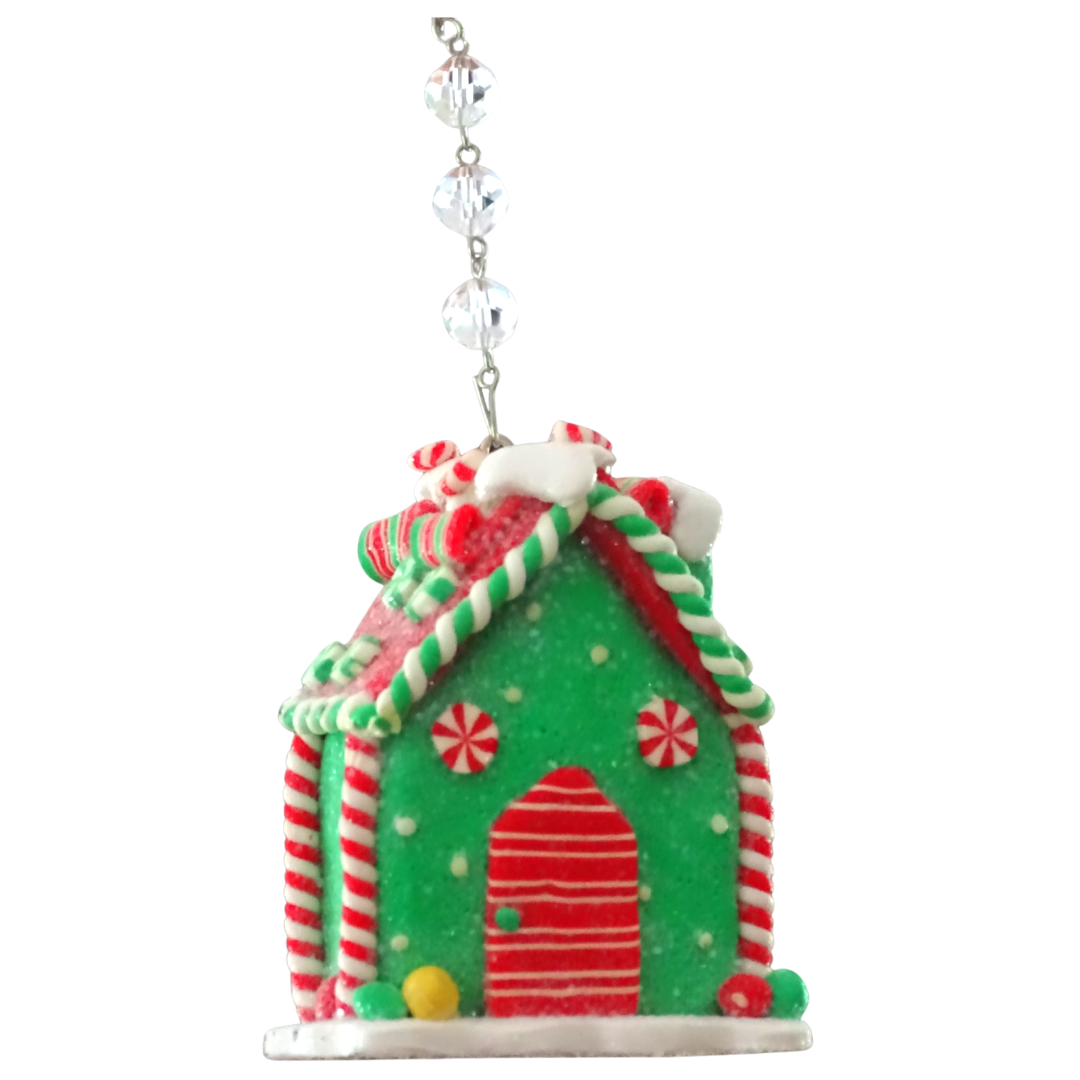 CANDY GINGERBREAD HOUSE - GREEN (Set/1) Magnetic Chandelier Ornament