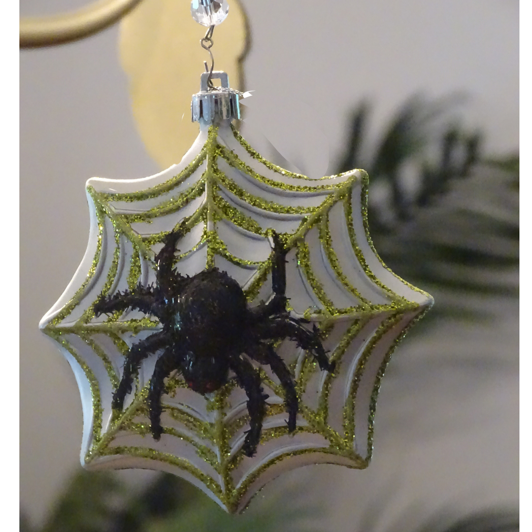 3.5" GLITTER SPIDER WEB (Set/3) MAGNETIC HALLOWEEN CHANDELIER ORNAMENT