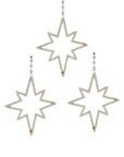 GOLD JEWELED STAR (Set/1) OR (Set/3) MAGNETIC CHANDELIER ORNAMENT
