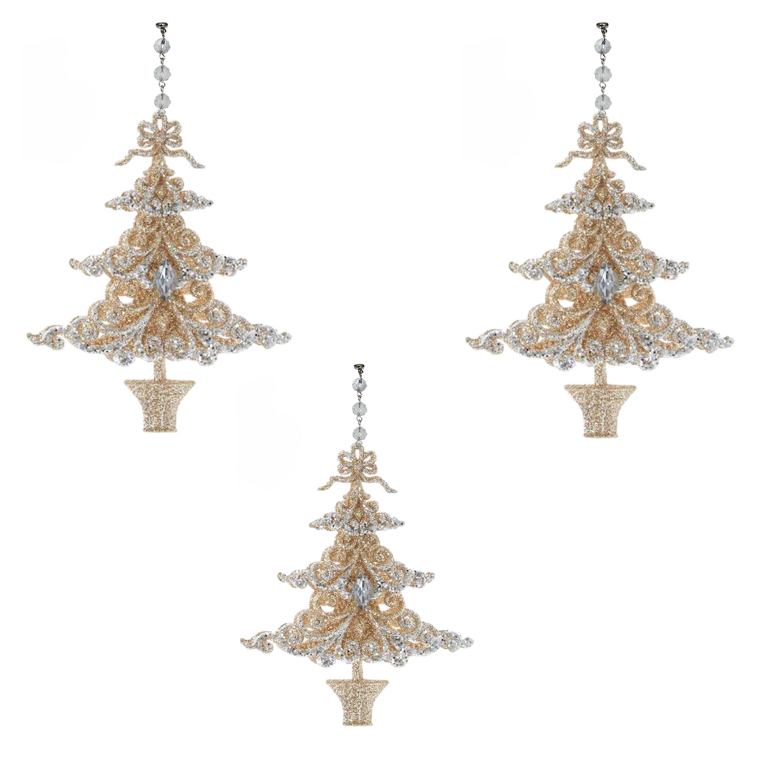 CHAMPAGNE + PLATINUM TREE (Set/1) OR (Set/3 )MAGNETIC CHANDELIER ORNAMENT