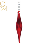 6" RED GLASS FINIAL (Set/1) or (Set/3) MAGNETIC CHANDELIER ORNAMENT - 3 STYLES AVAILABLE
