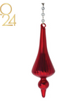 6" RED GLASS FINIAL (Set/1) or (Set/3) MAGNETIC CHANDELIER ORNAMENT - 3 STYLES AVAILABLE