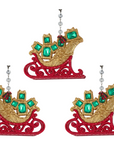 JEWELED RED/GREEN SLEIGH (Set/3) MAGNETIC CHANDELIER ORNAMENT - 2 STYLES AVAILABLE