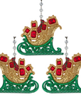 JEWELED RED/GREEN SLEIGH - 2 STYLES AVAILABLE (Set/3) MAGNETIC CHANDELIER ORNAMENT