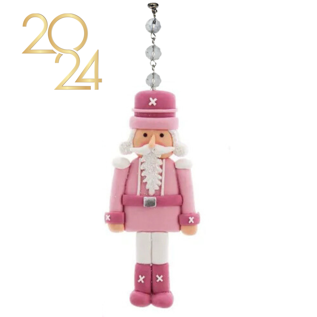 PINK CLAY NUTCRACKER (Set/1) MAGNETIC CHANDELIER ORNAMENT
