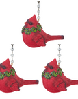 RESIN CARDINAL w/WREATH (Set/1) OR (Set/3) MAGNETIC CHANDELIER ORNAMENT