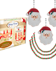 HOLIDAY CHANDELIER MAKEOVER KIT - (3) Gingerbread Santa + (3) 12" Red/Green Bead Crystal Garland
