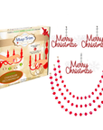 HOLIDAY CHANDELIER MAKEOVER KIT - (3) Red/White Merry Christmas + (3) 12" Red/White Crystal Garland