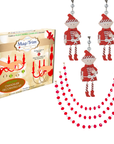 HOLIDAY CHANDELIER MAKEOVER KIT - (3) Elf Holding Peppermint + (3) 12" Red/White Crystal Garland