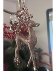 5" PINK GLITTER REINDEER (Set/3) MAGNETIC CHANDELIER ORNAMENT