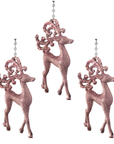 5" PINK GLITTER REINDEER (Set/3) MAGNETIC CHANDELIER ORNAMENT