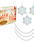 HOLIDAY CHANDELIER MAKEOVER KIT - (3) Clear Iridescent Snowflake + (3) 12" Clear Crystal Garland