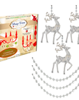 HOLIDAY CHANDELIER MAKEOVER KIT - (3) Clear Jeweled Reindeer-Standing+ (3) 12" Clear Crystal Garland
