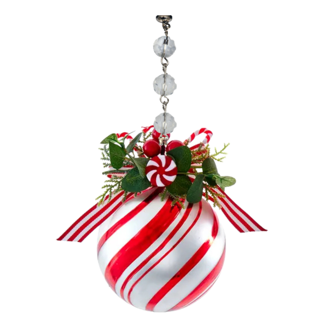 HOLLY PEPPERMINT BALL (Set/1) MAGNETIC CHANDELIER ORNAMENT