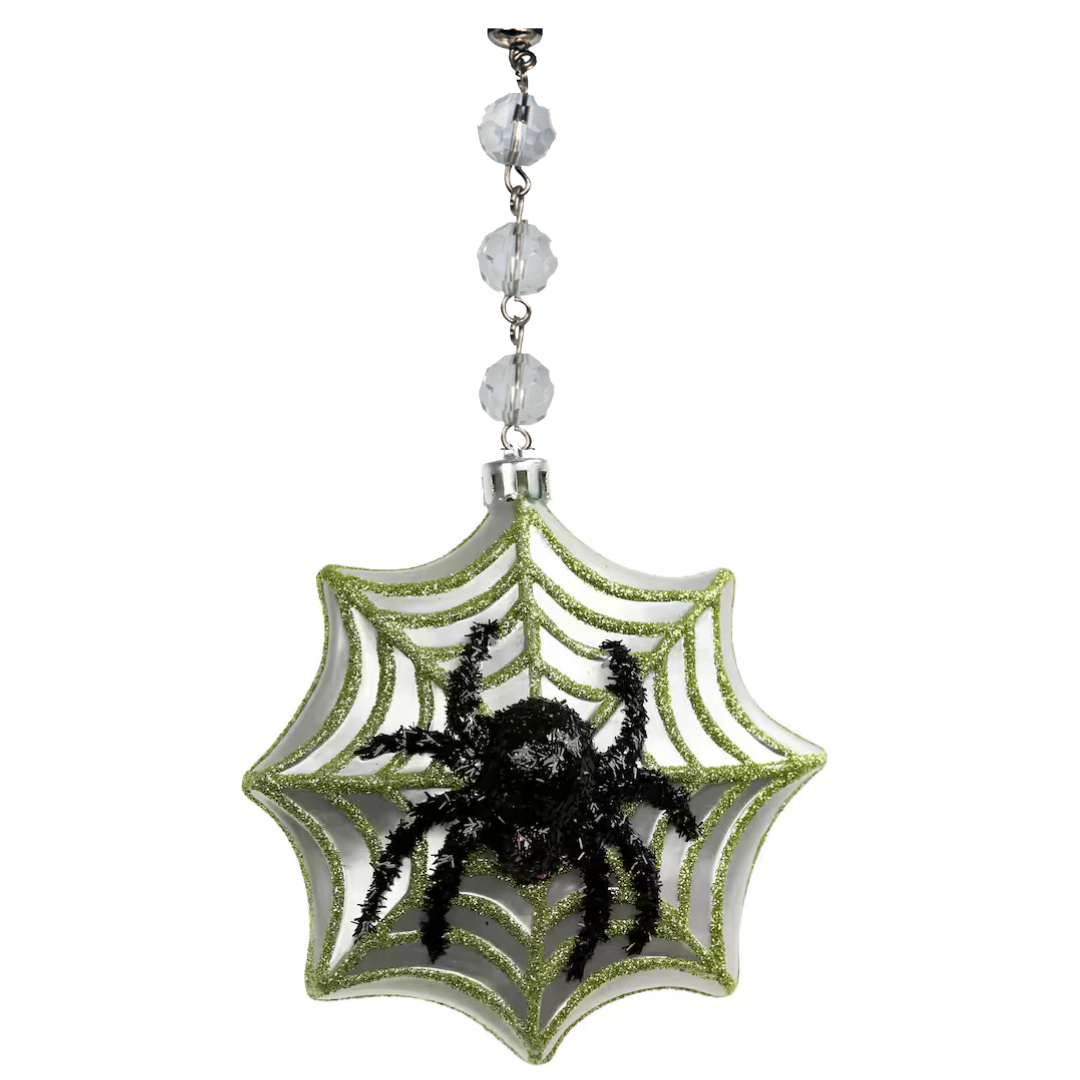 3.5" GLITTER SPIDER WEB (Set/3) MAGNETIC HALLOWEEN CHANDELIER ORNAMENT