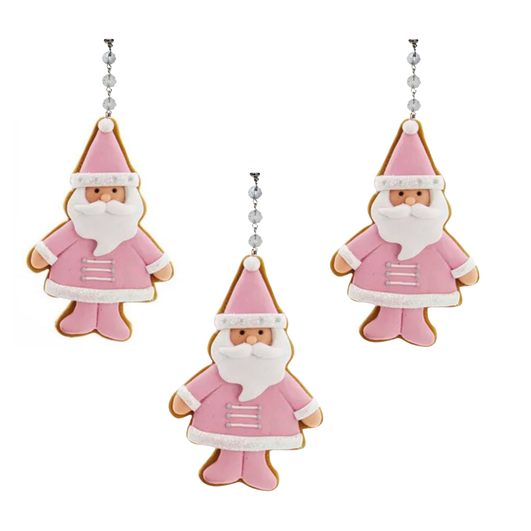 PINK SANTA (Set/3) or (Set/1) MAGNETIC CHANDELIER ORNAMENT