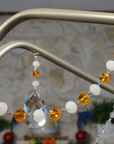 12" ORANGE/WHITE CRYSTAL BEAD MAGNETIC CHANDELIER GARLAND (Set/3)