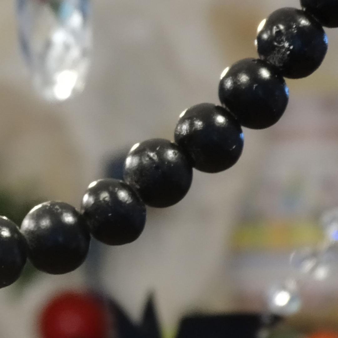 14" BLACK WOOD BEAD MAGNETIC CHANDELIER GARLAND (Set/3)