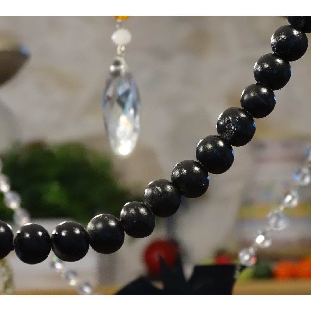 14" BLACK WOOD BEAD MAGNETIC CHANDELIER GARLAND (Set/3)