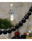 14" BLACK WOOD BEAD MAGNETIC CHANDELIER GARLAND (Set/3)