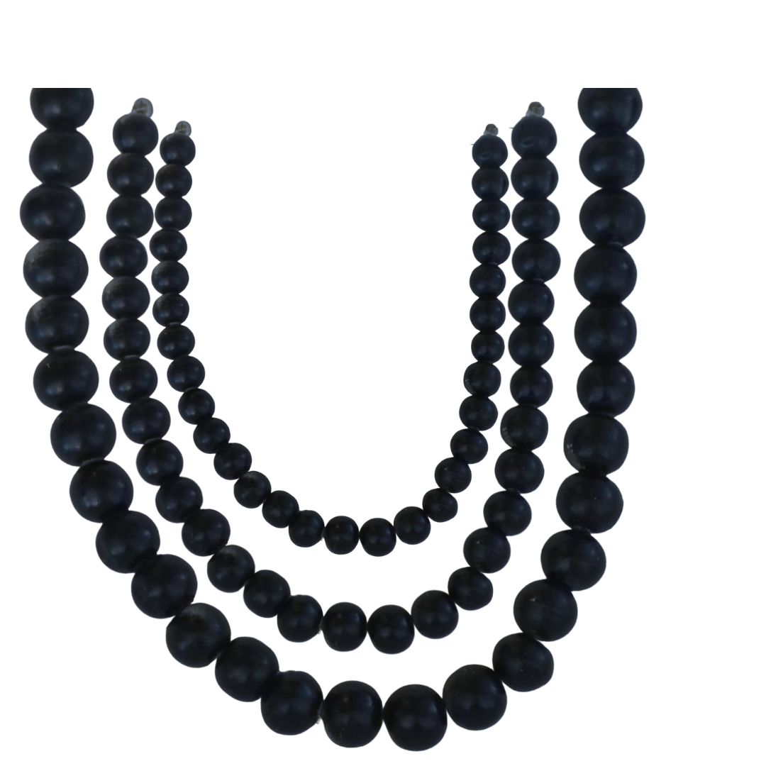 14" BLACK WOOD BEAD MAGNETIC CHANDELIER GARLAND (Set/3)