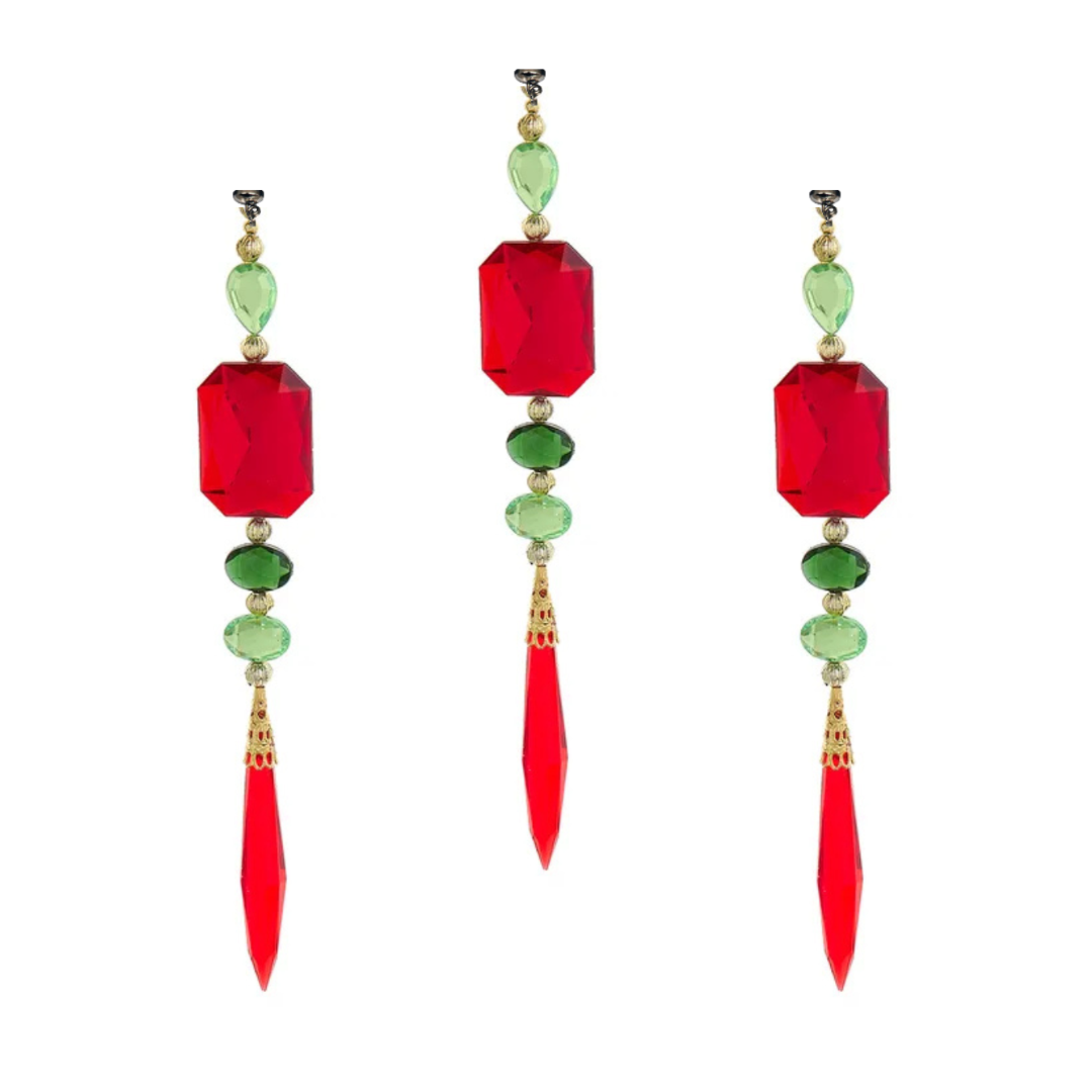 RED/GREEN DANGLE JEWEL (Set/1) MAGNETIC CHANDELIER ACCESSORY