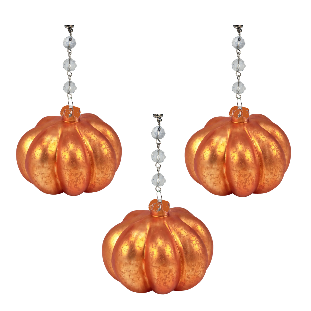 MERCURY GLASS PUMPKIN - (Set/1) - MAGNETIC HALLOWEEN ORNAMENT