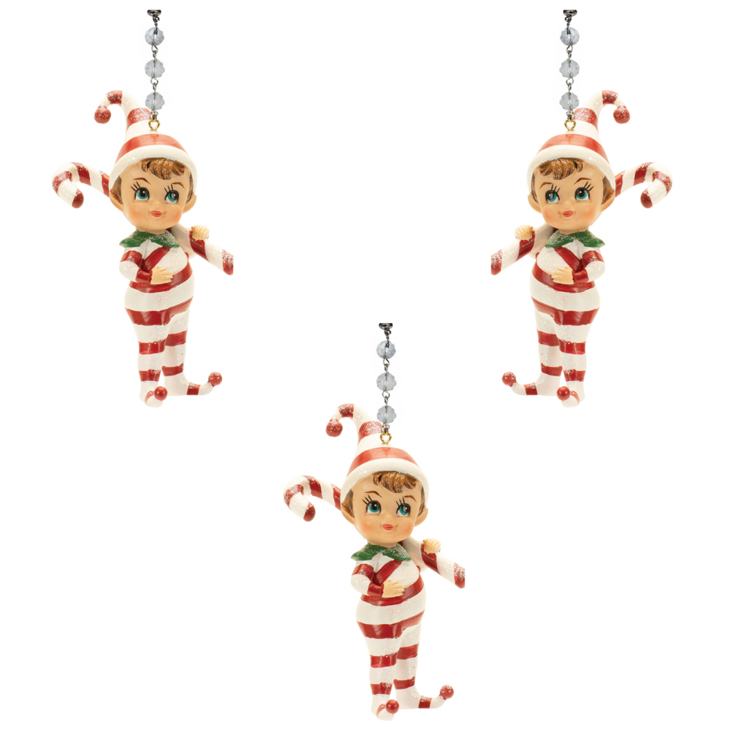 BABY HOLIDAY ELF (Set/1 OR Set/3) - MAGNETIC CHANDELIER ORNAMENT