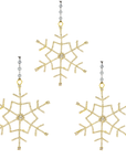 3.5" GOLD CRYSTAL JEWELED SNOWFLAKE (Set/3) MAGNETIC CHANDELIER ORNAMENT