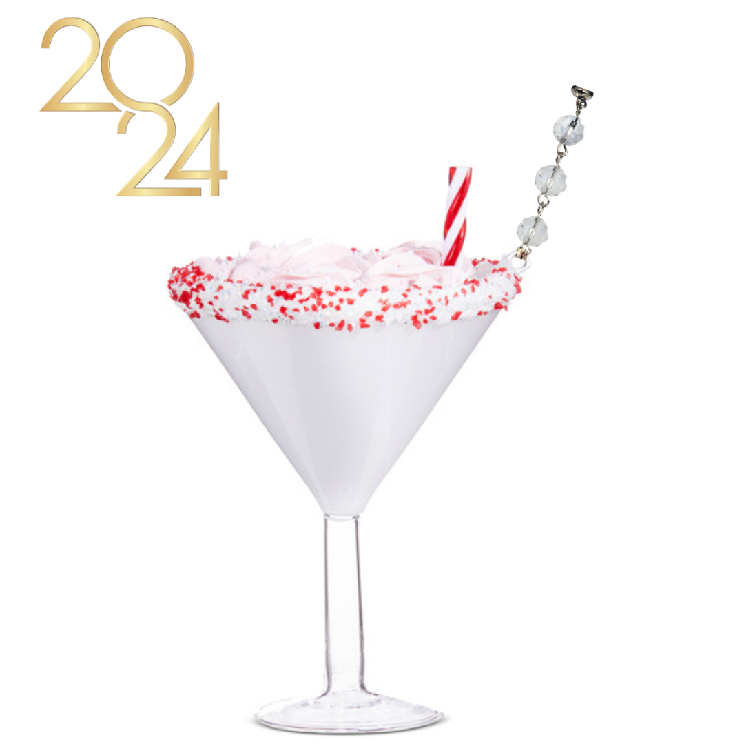 PINK PEPPERMINT MARTINI GLASS (Set/1) MAGNETIC CHANDELIER ORNAMENT