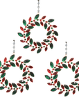 CRYSTAL JEWELED GLITTER WREATH (Set/1) OR (SET/3) MAGNETIC CHANDELIER ORNAMENT