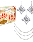 HOLIDAY CHANDELIER MAKEOVER KIT - (3) Clear Jeweled Snowflake + (3) 12" Clear Crystal Garland