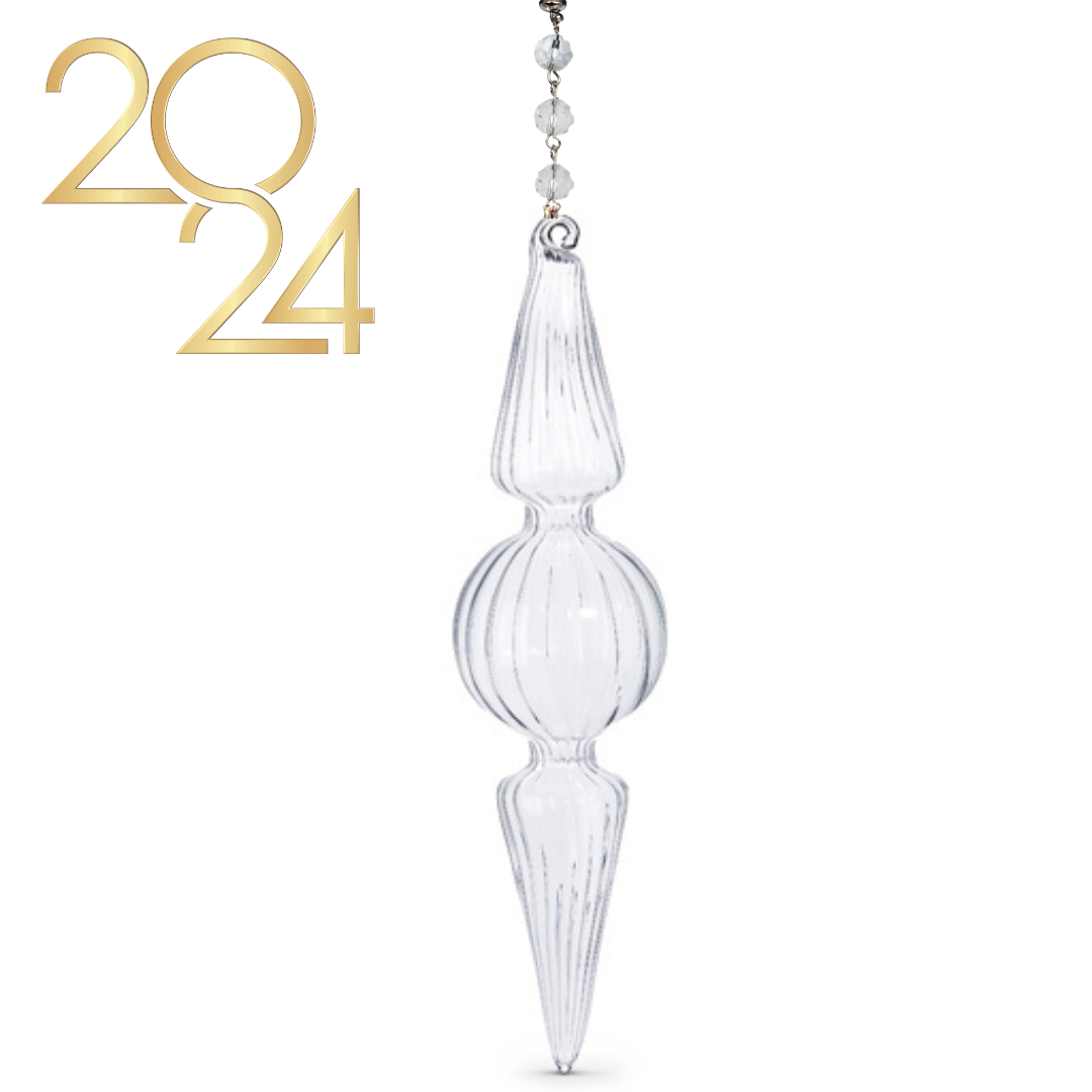 8" CLEAR GLASS FINIAL (Set/1) MAGNETIC CHANDELIER ORNAMENT - 2 STYLES AVAILABLE