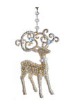 GLITTER PLATINUM SILVER REINDEER (Set/3) MAGNETIC CHANDELIER ORNAMENT - 2 STYLES AVAILABLE