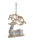 GLITTER PLATINUM SILVER REINDEER (Set/3) MAGNETIC CHANDELIER ORNAMENT - 2 STYLES AVAILABLE