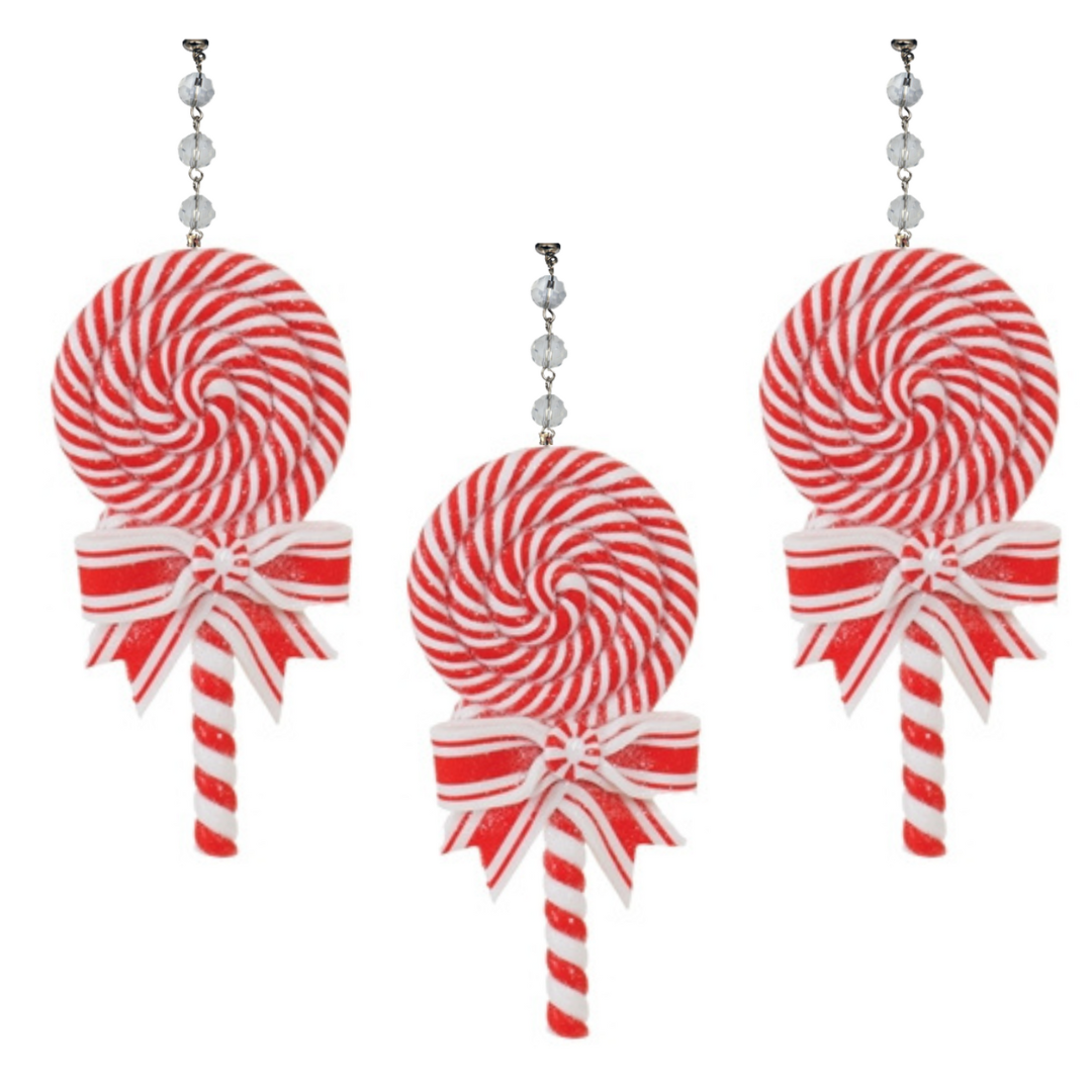 PEPPERMINT LOLLY POP (Set/3) MAGNETIC CHANDELIER ORNAMENT
