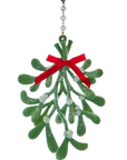4" GLITTER GREEN MISTLETOE (Set/3) MAGNETIC CHANDELIER ORNAMENT