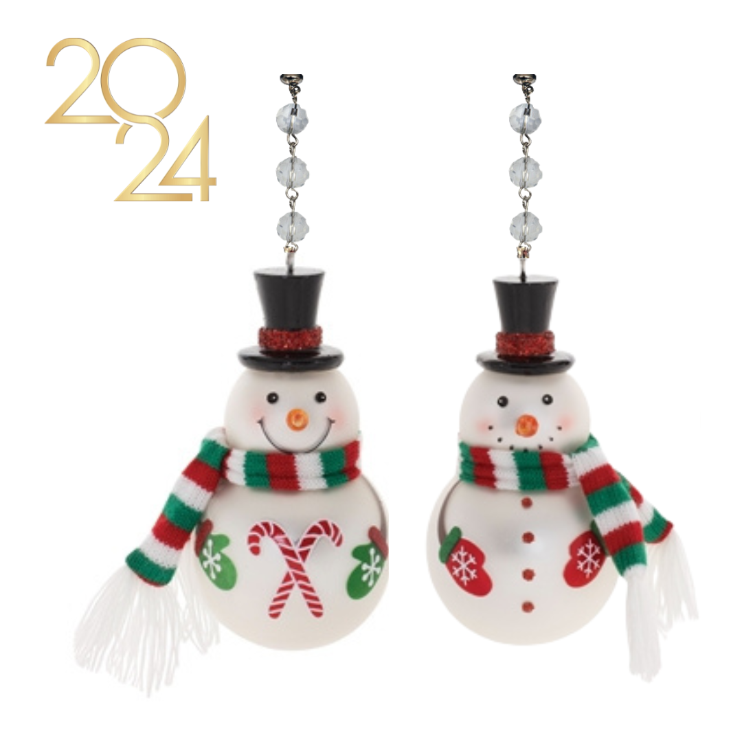 SNOWMAN w/ RED/GREEN SCARF (Set/1) MAGNETIC CHANDELIER ORNAMENT - 2 STYLES AVAILABLE