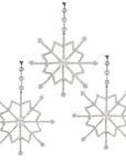 3.5" SILVER CRYSTAL JEWELED SNOWFLAKE (Set/3) MAGNETIC CHANDELIER ORNAMENT