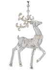 5" CLEAR GLITTER REINDEER (Set/3) MAGNETIC CHANDELIER ORNAMENT