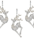 5" CLEAR GLITTER REINDEER (Set/3) MAGNETIC CHANDELIER ORNAMENT